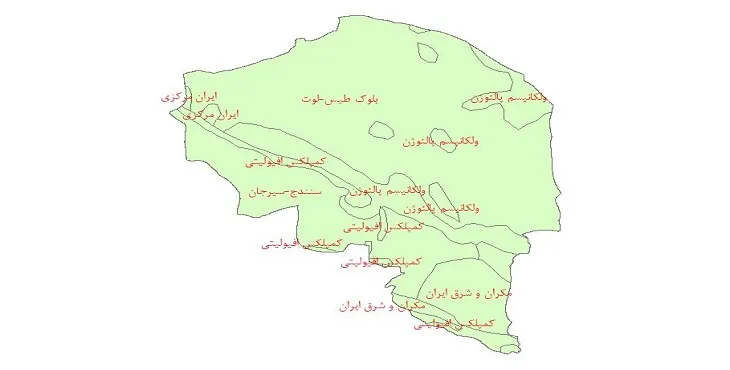 نقشه شیپ فایل ساختار زمین ساختی استان کرمان
