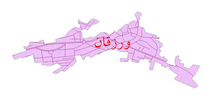 جدیدترین نقشه شیپ فایل شبکه معابر شهر ورزقان + pdf