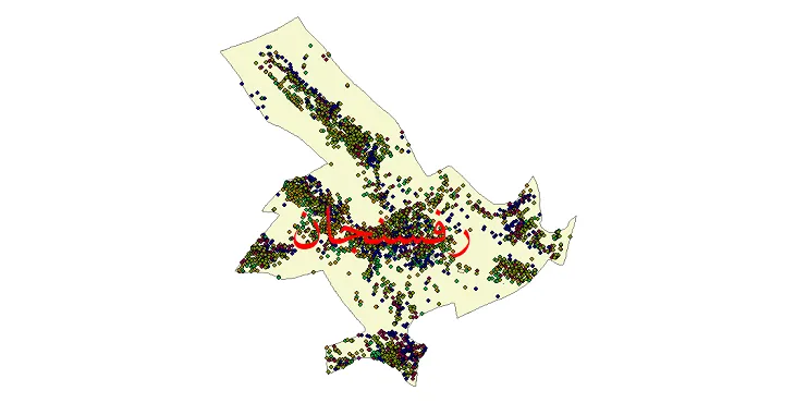 شیپ فایل جمعیت نقاط شهری و روستایی شهرستان رفسنجان از سال 1335 تا 1395