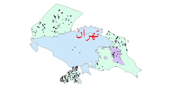 شیپ فایل جمعیت نقاط شهری و روستایی شهرستان تهران از سال 1335 تا 1395