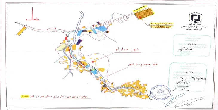 دانلود نقشه موقعیت مسکن مهر شهر خمارلو سال 88