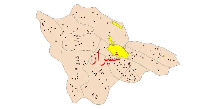 دانلود نقشه شیپ فایل (GIS) تقسیمات سیاسی شهرستان شیراز سال 1400