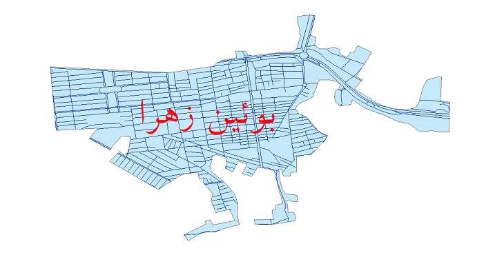 جدیدترین نقشه شیپ فایل شبکه معابر شهر بویین زهرا + pdf