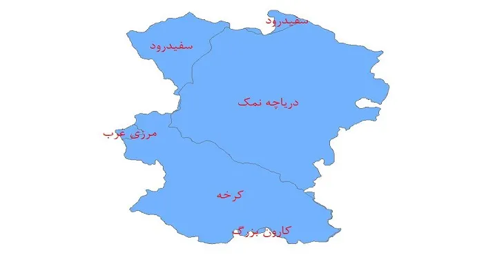 نقشه شیپ فایل حوضه های آبریز استان همدان