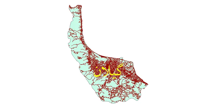 نقشه شیپ فایل راه های استان گیلان