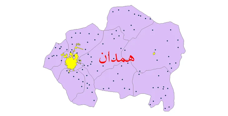 شیپ فایل تقسیمات سیاسی شهرستان همدان + فایل pdf