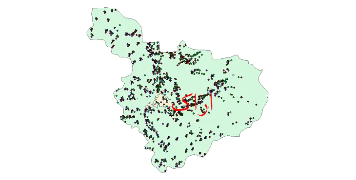 شیپ فایل جمعیت نقاط شهری و روستایی شهرستان اراک از سال 1335 تا 1395