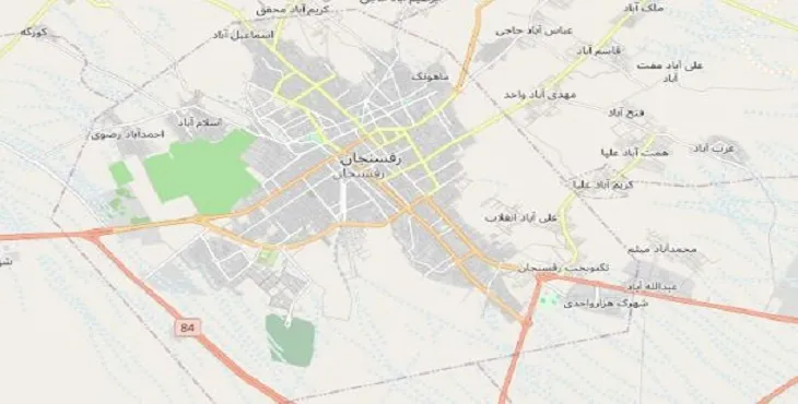 جدیدترین نقشه pdf شهر رفسنجان