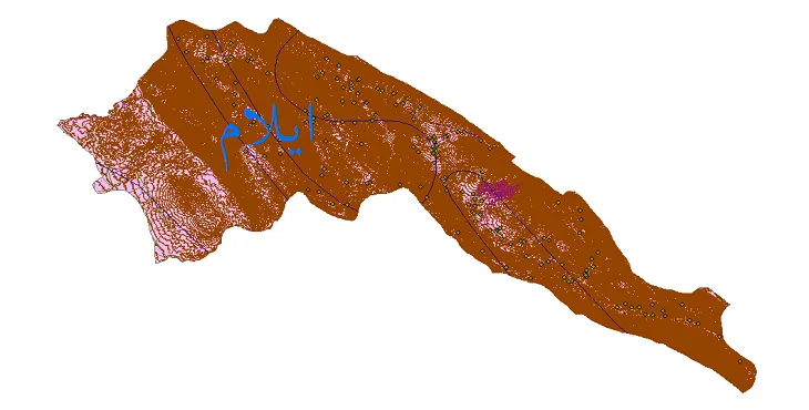 دانلود نقشه های شیپ فایل شهرستان ایلام + کاملترین لایه GIS