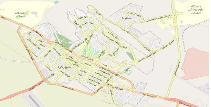جدیدترین نقشه pdf شهر شهرکرد