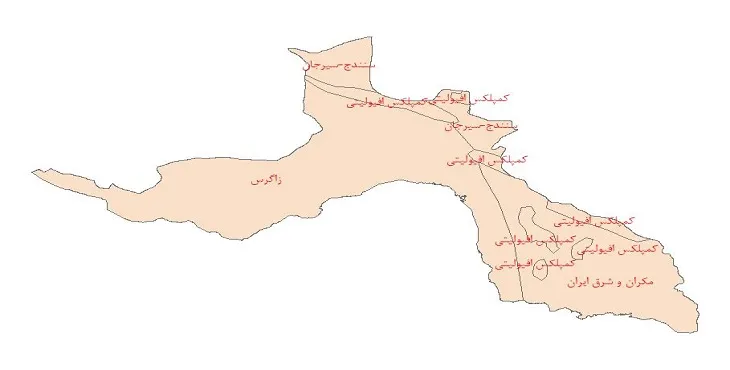 نقشه شیپ فایل ساختار زمین ساختی استان هرمزگان