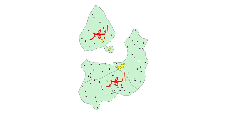 شیپ فایل تقسیمات سیاسی شهرستان ابهر + فایل pdf