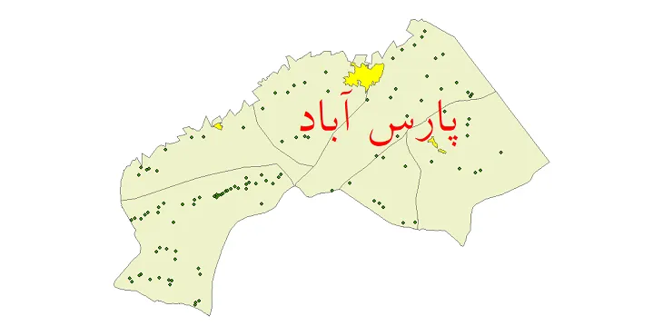 شیپ فایل تقسیمات سیاسی شهرستان پارس آباد + فایل pdf
