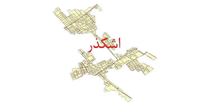 جدیدترین نقشه شیپ فایل شبکه معابر شهر اشکذر + pdf