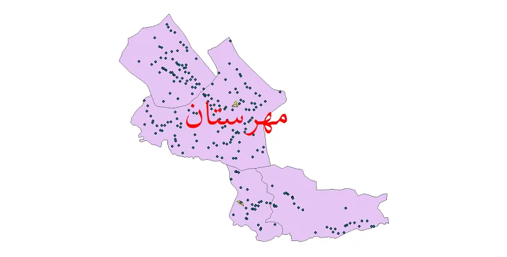 دانلود نقشه شیپ فایل (GIS) تقسیمات سیاسی شهرستان مهرستان سال 1400