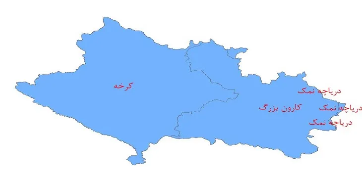 نقشه شیپ فایل حوضه های آبریز استان لرستان