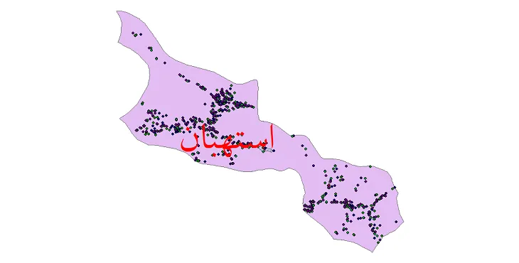 دانلود نقشه شیپ فایل جمعیت نقاط شهری و روستایی شهرستان استهبان از سال 1335 تا 1395