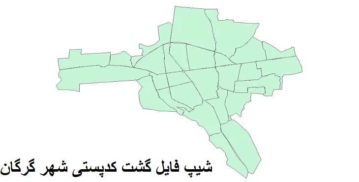 نقشه شیپ فایل کدپستی شهر گرگان + pdf با کیفیت