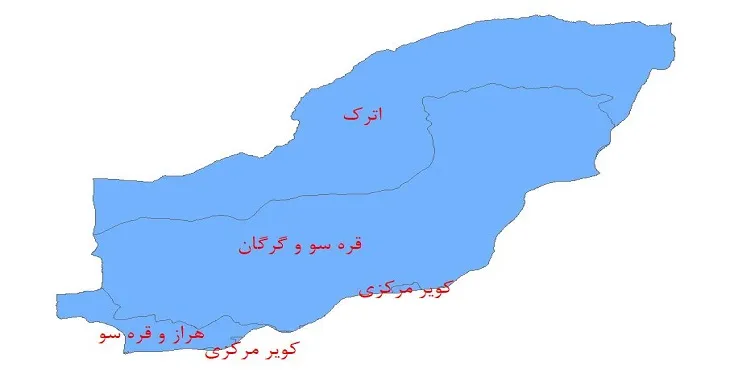 نقشه شیپ فایل حوضه های آبریز استان گلستان