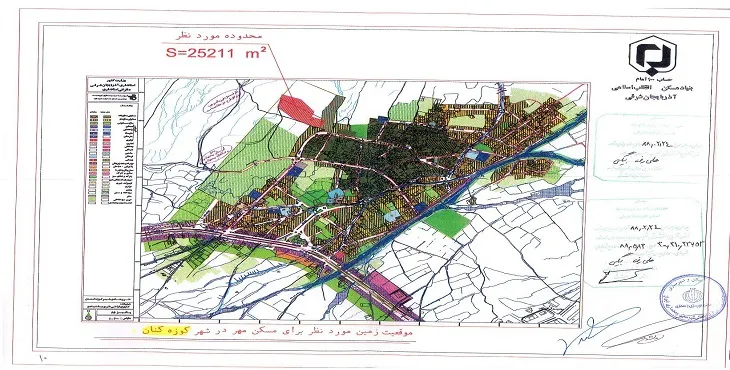 دانلود نقشه موقعیت مسکن مهر شهر کوزه کنان سال 88