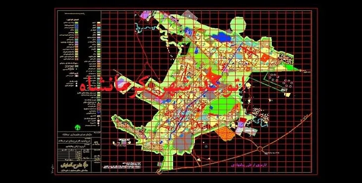 نقشه اتوکد (Autocad) کاربری اراضی شهر کرمانشاه