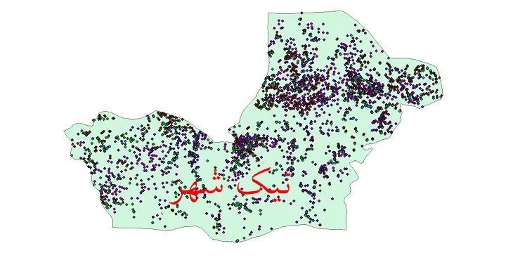 شیپ فایل جمعیت نقاط شهری و روستایی شهرستان نیک شهر از سال 1335 تا 1395