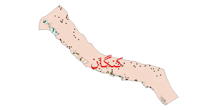 شیپ فایل جمعیت نقاط شهری و روستایی شهرستان کنگان از سال 1335 تا 1395