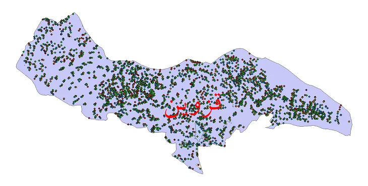 شیپ فایل جمعیت نقاط شهری و روستایی شهرستان قزوین از سال 1335 تا 1395