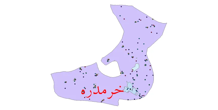 شیپ فایل جمعیت نقاط شهری و روستایی شهرستان خرمدره از سال 1335 تا 1395
