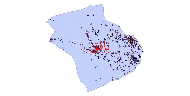 شیپ فایل جمعیت نقاط شهری و روستایی شهرستان بافق از سال 1335 تا 1395