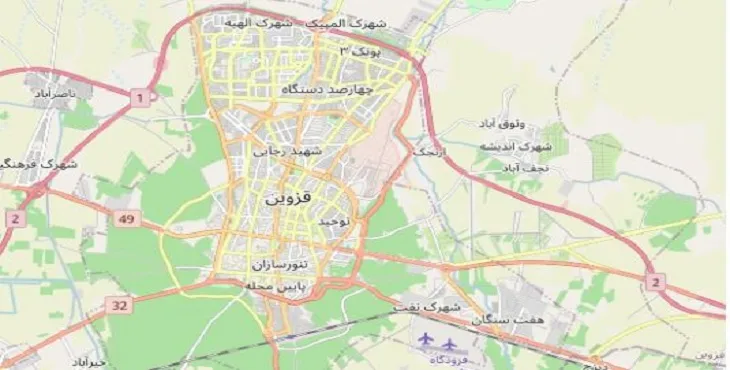 جدیدترین نقشه pdf شهر قزوین