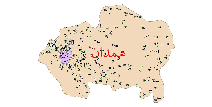 شیپ فایل جمعیت نقاط شهری و روستایی شهرستان همدان از سال 1335 تا 1395