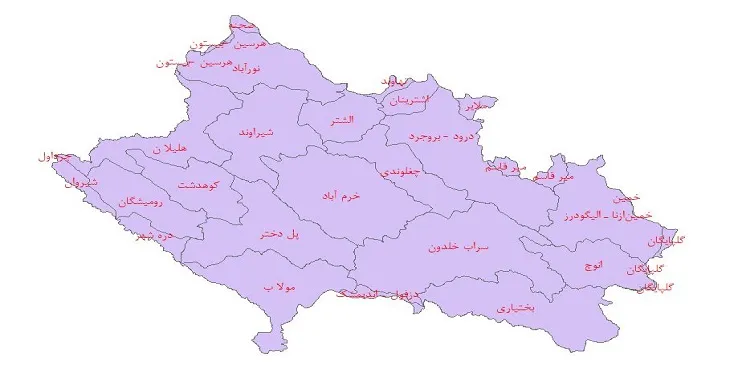 دانلود نقشه شیپ فایل دشت های استان لرستان